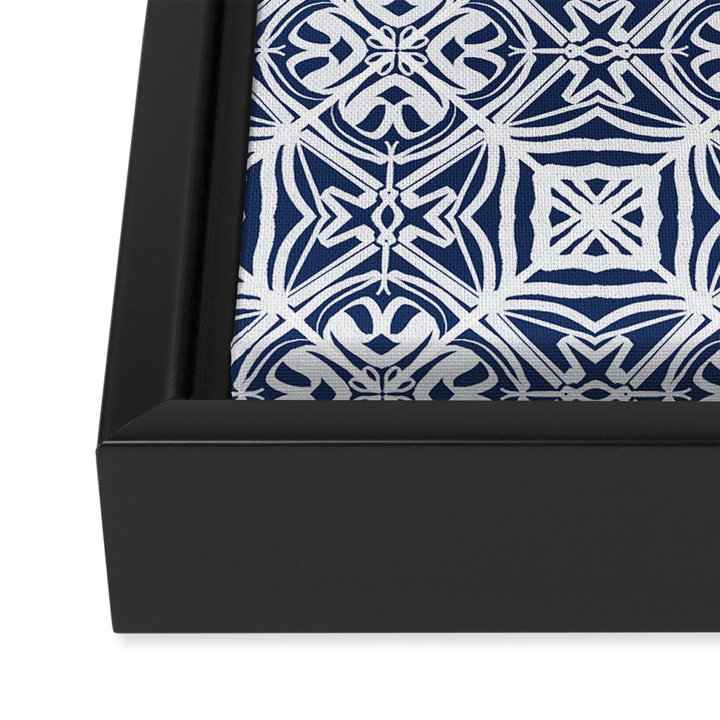 Blue tile brushstroke pattern Framed Canvas Print Gallery Image 3