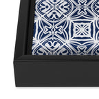 Blue tile brushstroke pattern Framed Canvas Print Gallery Image 3