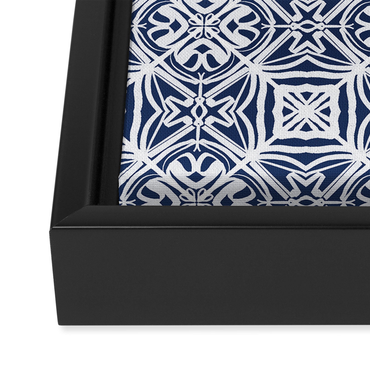 Blue tile brushstroke pattern Framed Canvas Print Gallery Image 3