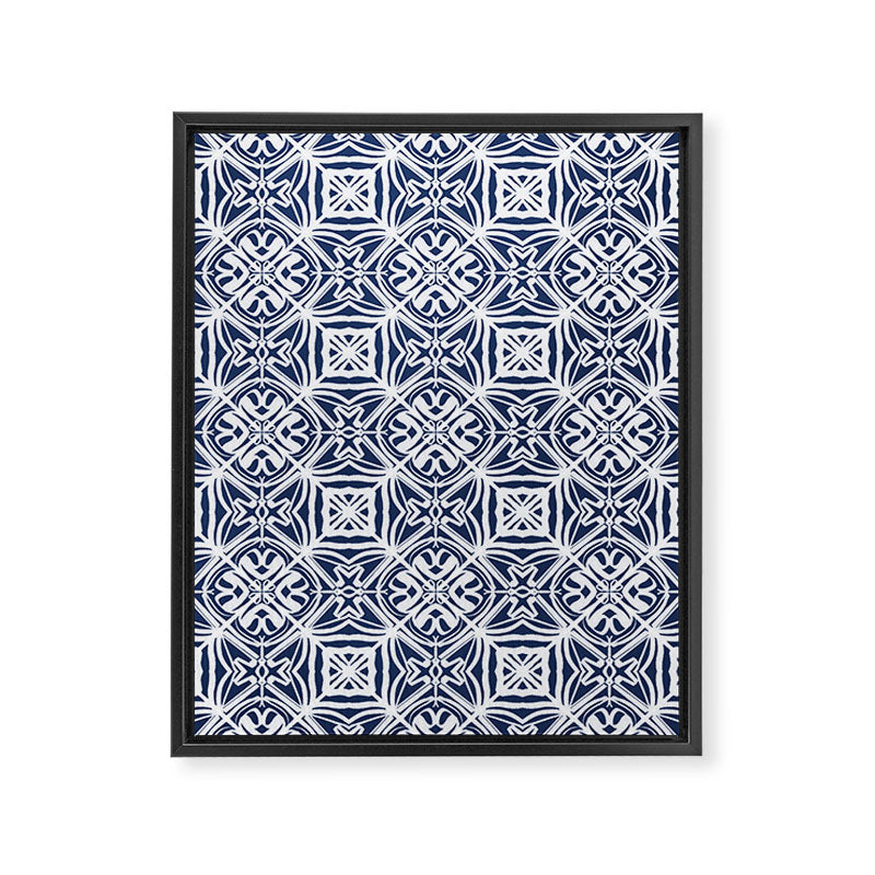 Blue tile brushstroke pattern Framed Canvas Print Gallery Image 8