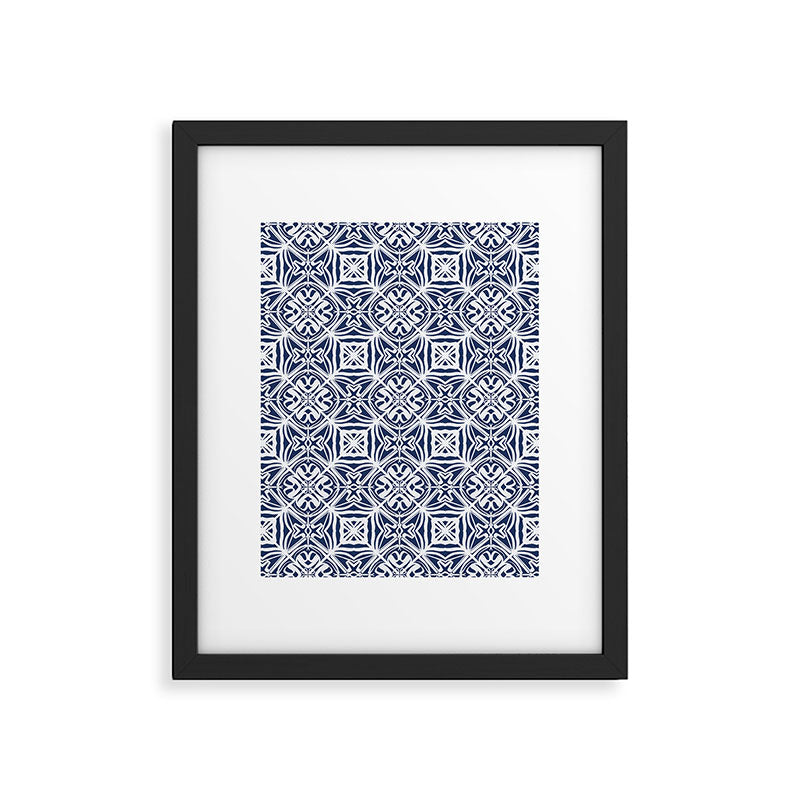 Blue tile brushstroke pattern Framed Art Print Gallery Image 6