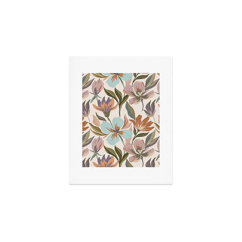 Boho Floral Brush Strokes Art Print Gallery Image 1
