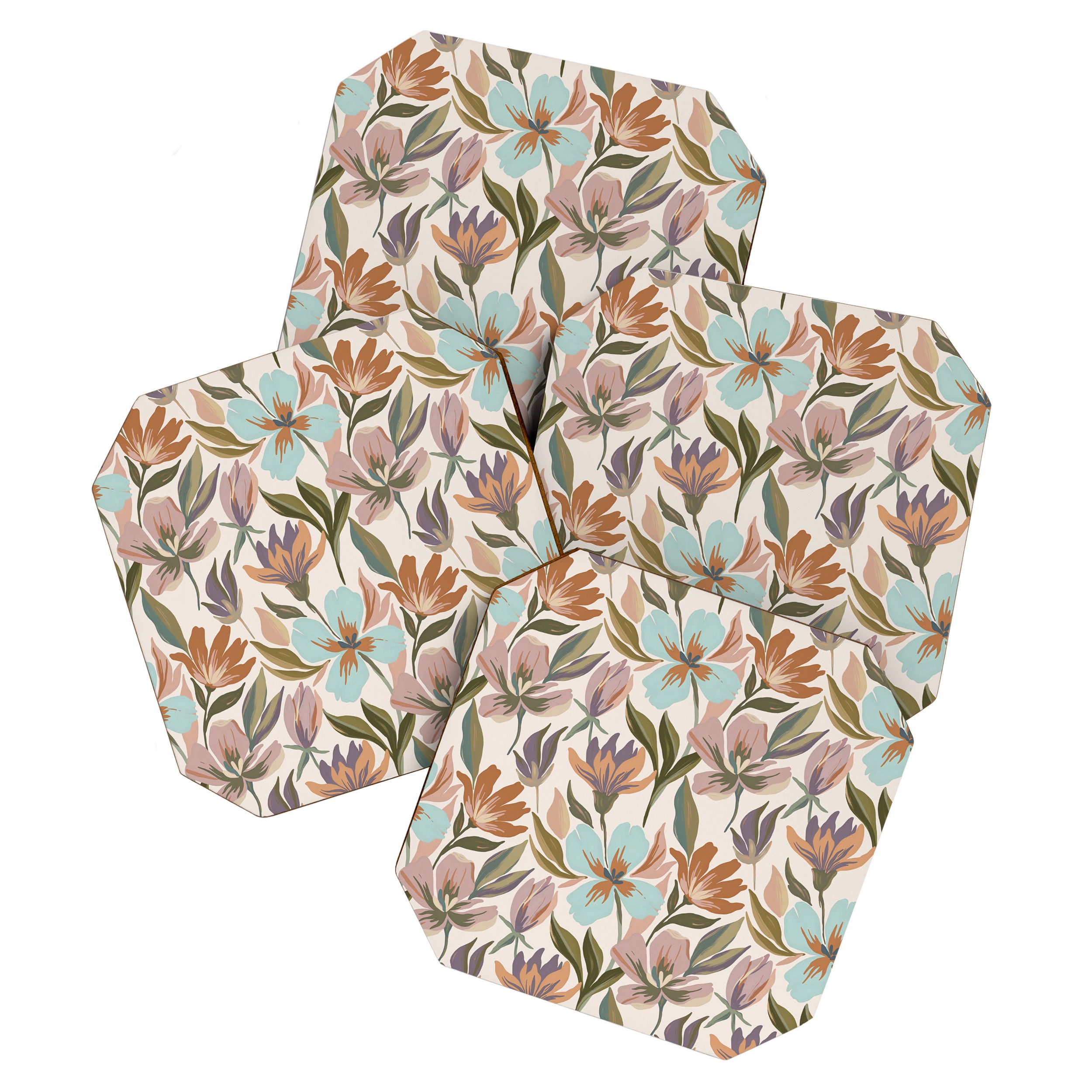 Boho Floral Brush Strokes Coaster Gallery Image 1