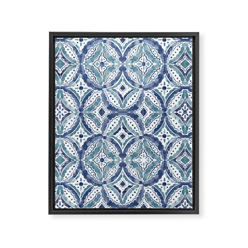 Boho Indigo Damask B Framed Canvas Print Gallery Image 8