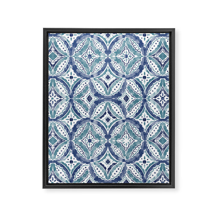 Boho Indigo Damask B Framed Canvas Print Gallery Image 1