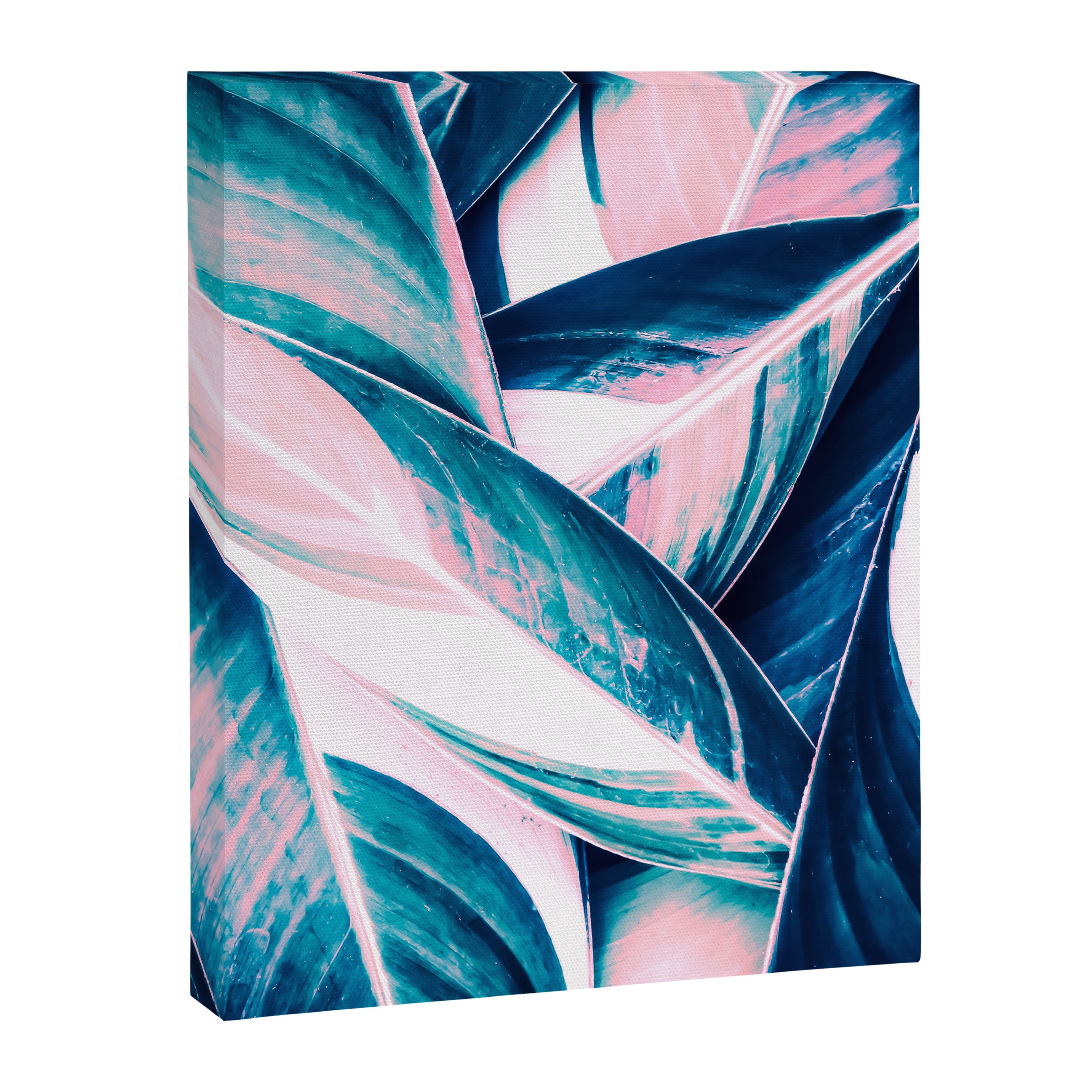 Botanical leaf pink and blue Canvas Print Gallery Image 8
