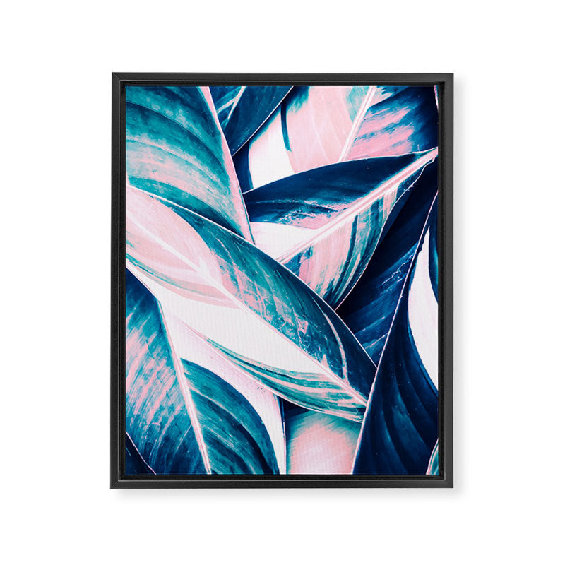 Botanical leaf pink and blue Framed Canvas Print Gallery Image 8