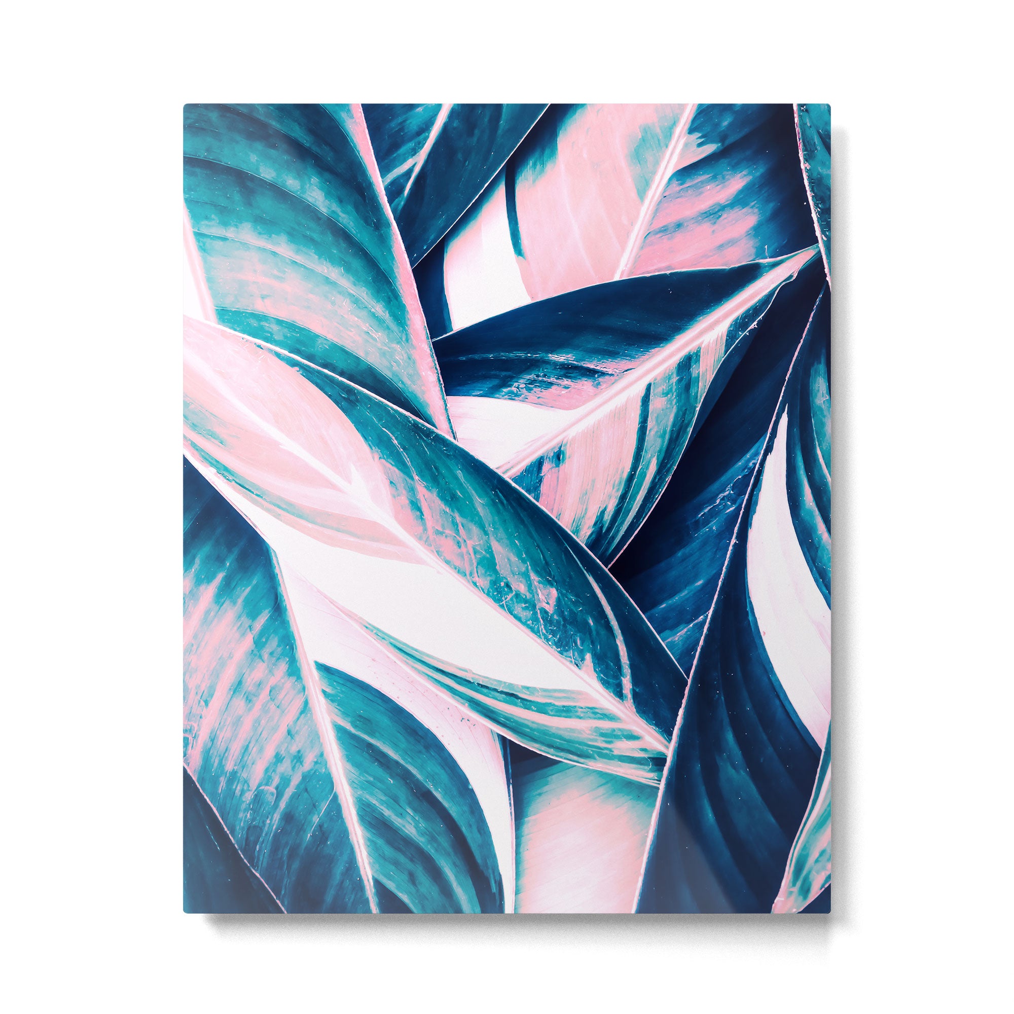Botanical leaf pink and blue Metal Print Gallery Image 6