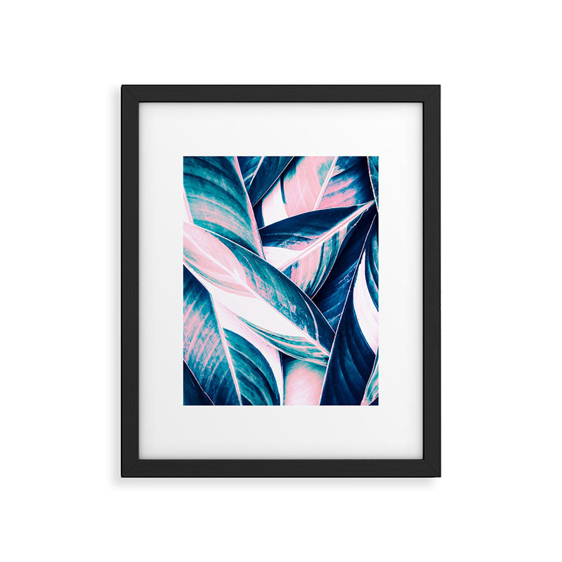 Botanical leaf pink and blue Framed Art Print Gallery Image 6