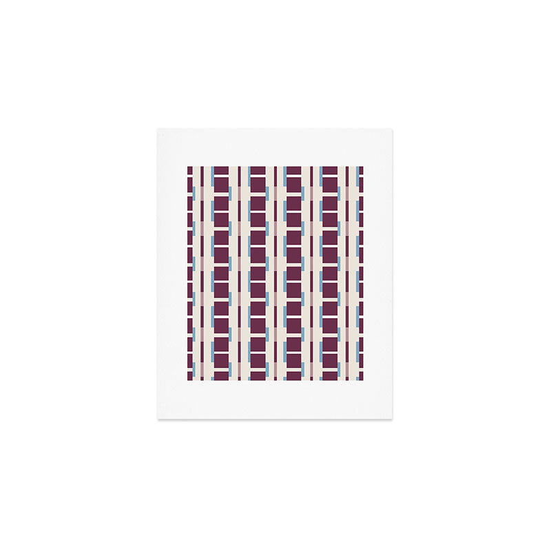 Burgundy Grid Elegance Art Print Gallery Image 1