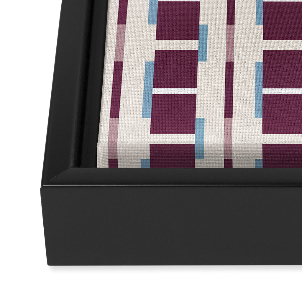 Burgundy Grid Elegance Framed Canvas Print Gallery Image 3