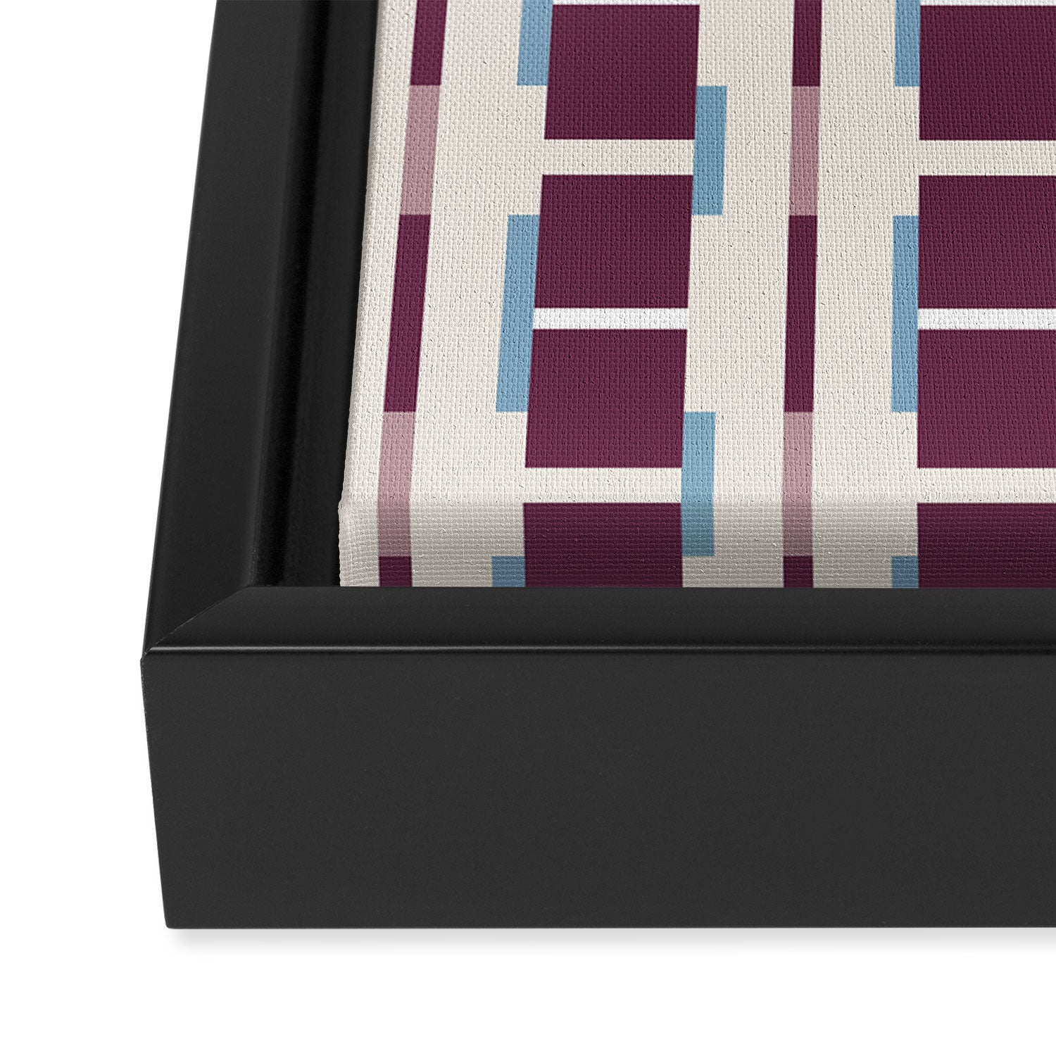 Burgundy Grid Elegance Framed Canvas Print Gallery Image 3
