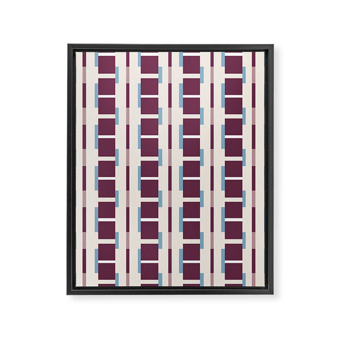 Burgundy Grid Elegance Framed Canvas Print Gallery Image 1