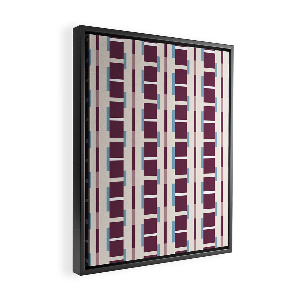 Burgundy Grid Elegance Framed Canvas Print Gallery Image 2