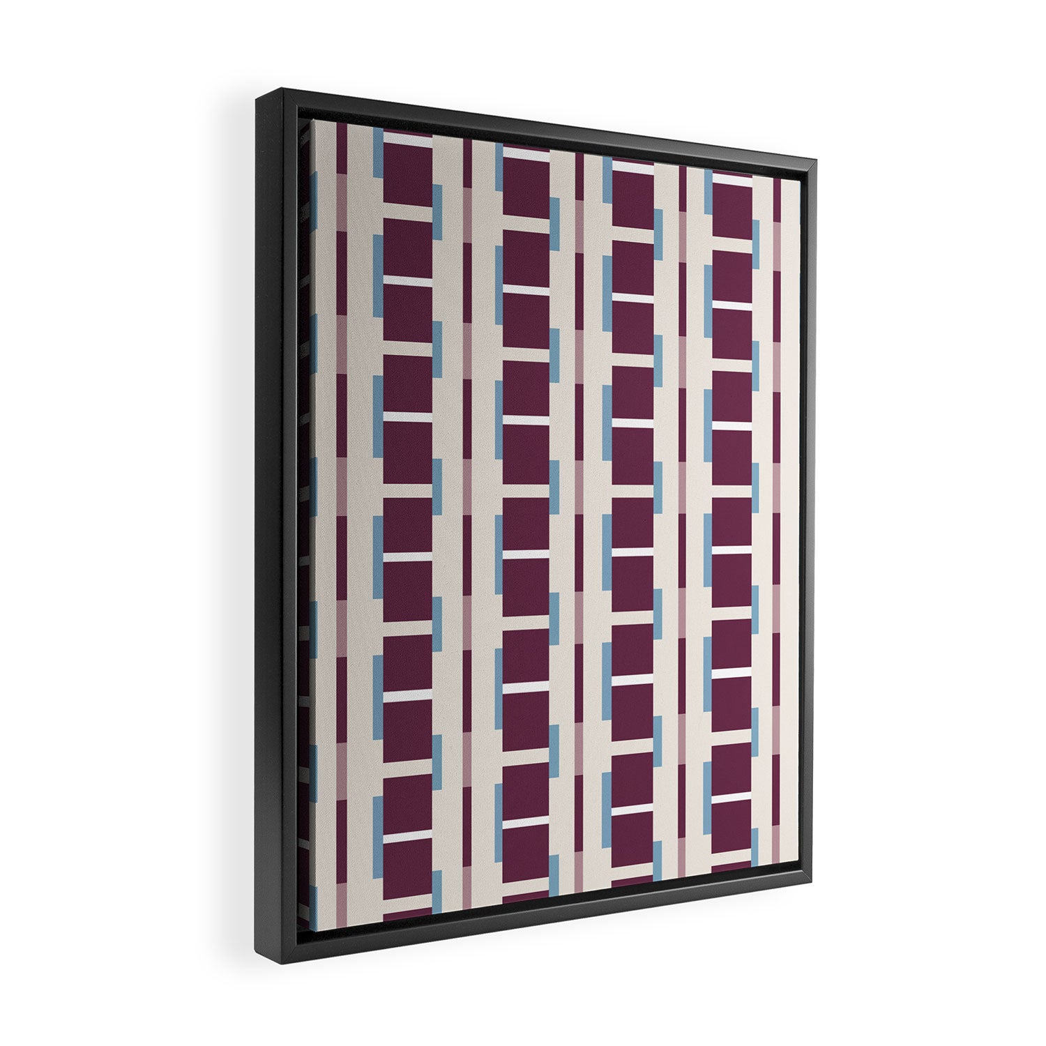 Burgundy Grid Elegance Framed Canvas Print Gallery Image 2