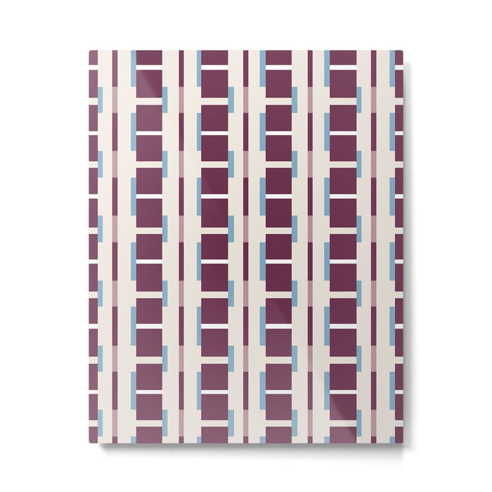 Burgundy Grid Elegance Metal Print Gallery Image 1
