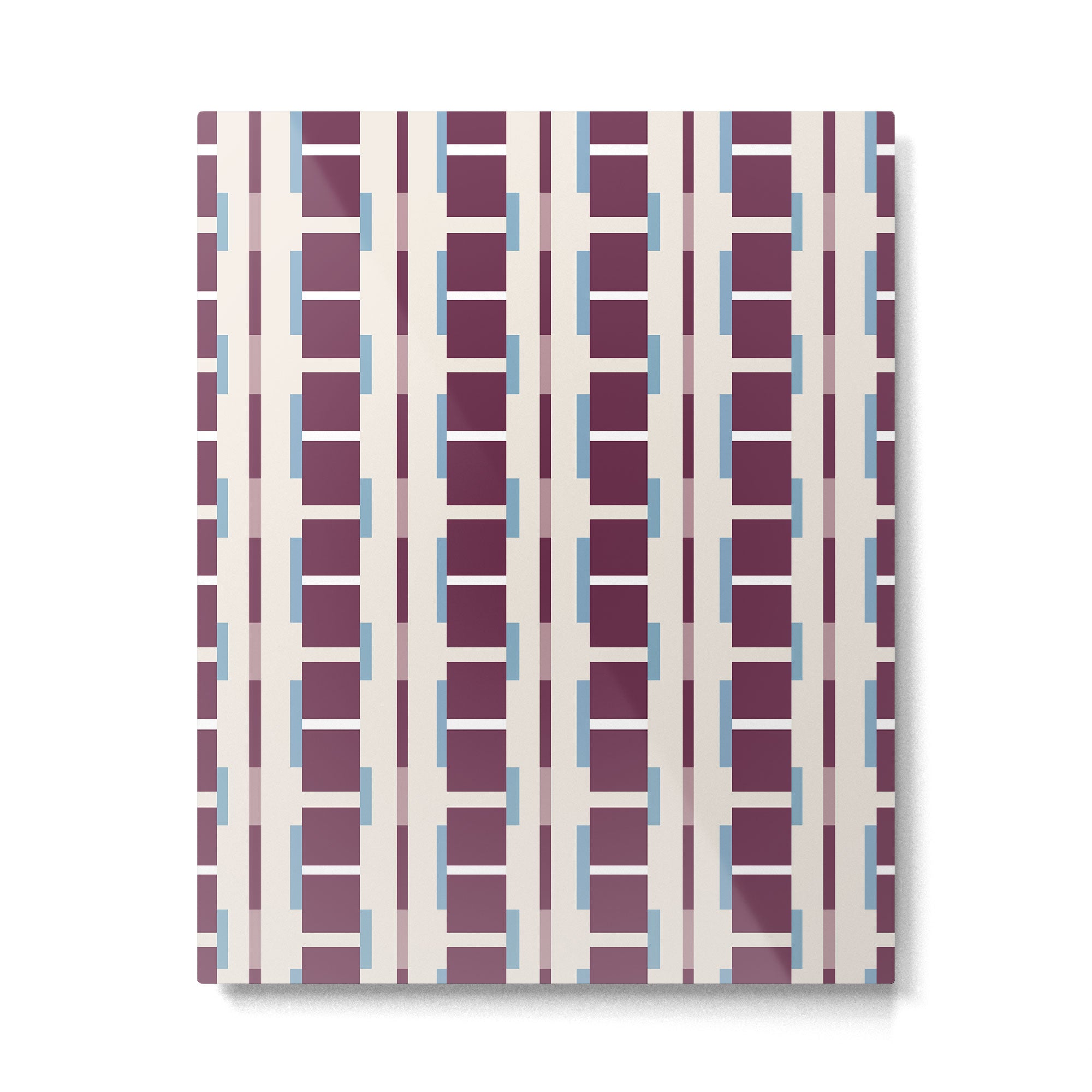Burgundy Grid Elegance Metal Print Gallery Image 6