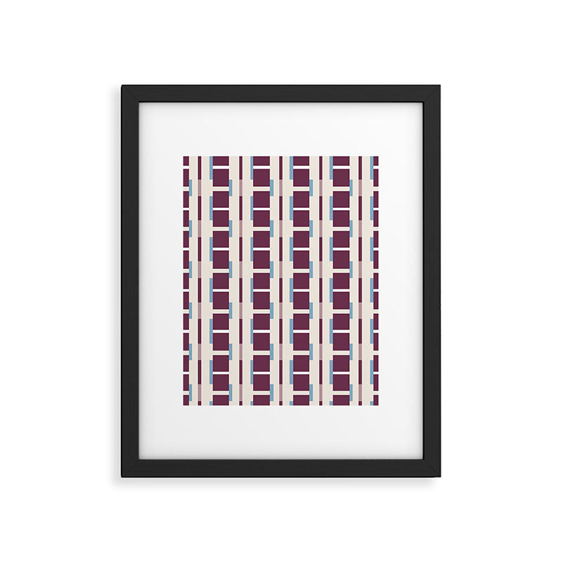 Burgundy Grid Elegance Framed Art Print Gallery Image 6