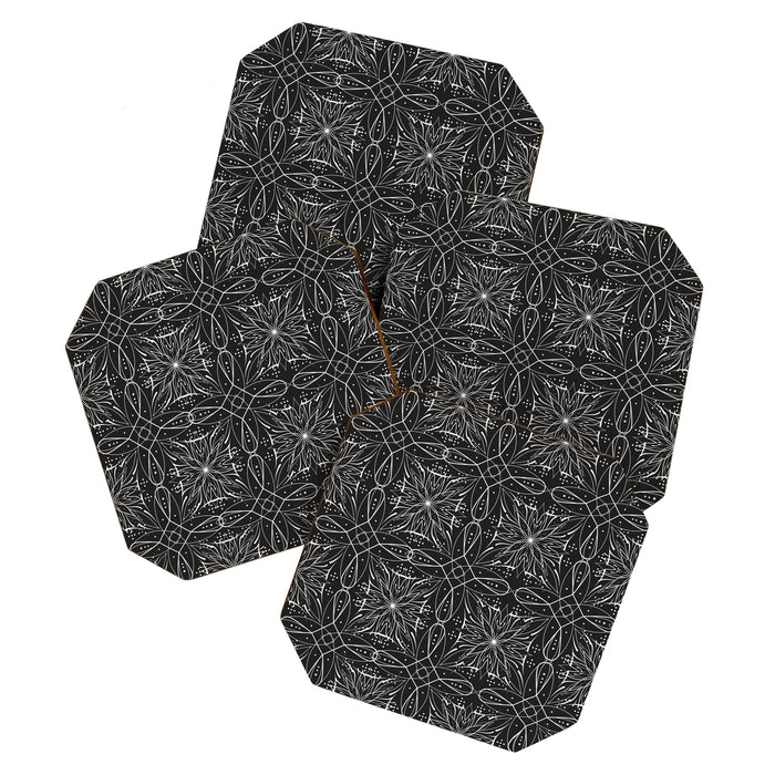 BW starry abstract mosaic A Coaster Gallery Image 1