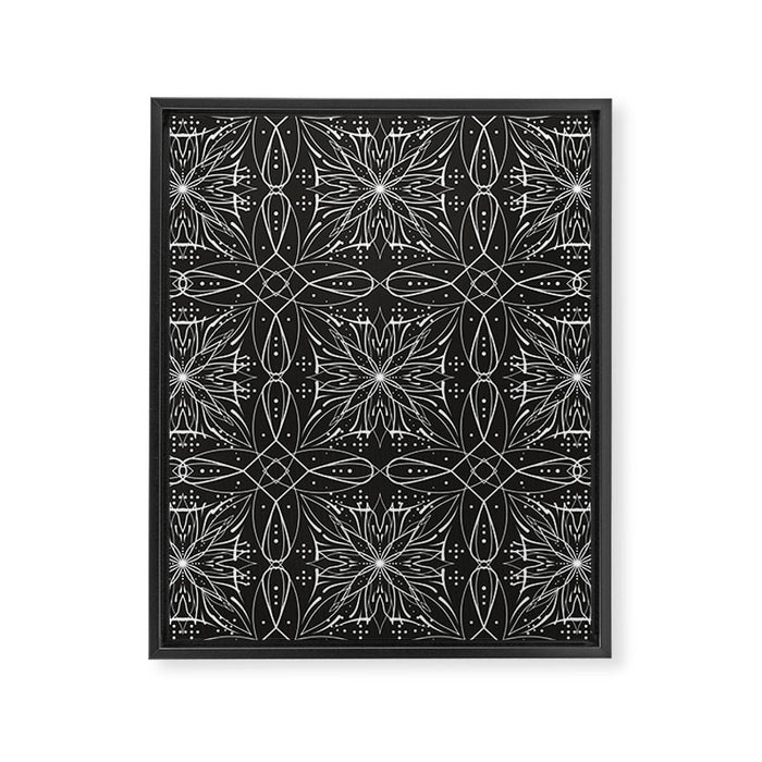 BW starry abstract mosaic A Framed Canvas Print Gallery Image 1