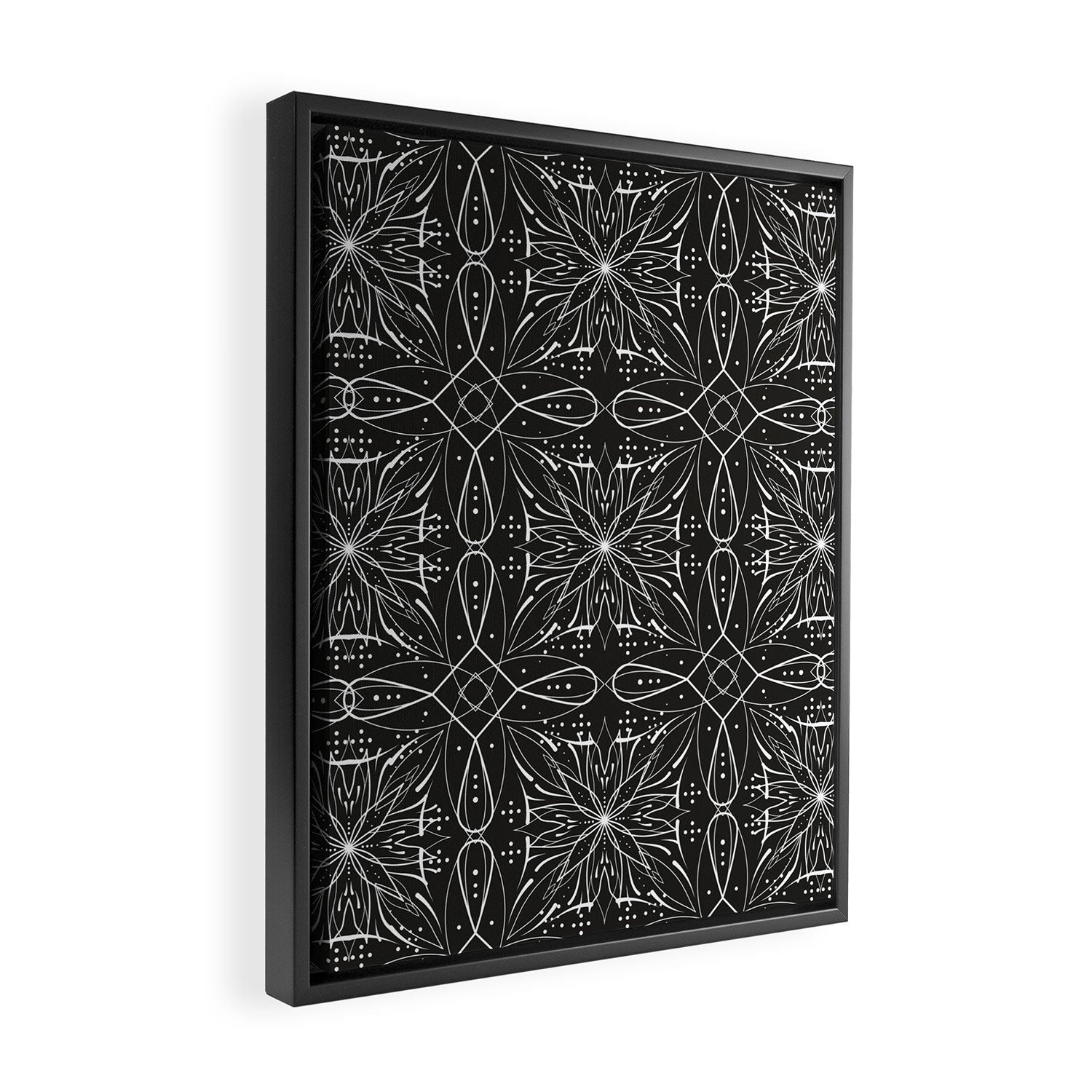 BW starry abstract mosaic A Framed Canvas Print Gallery Image 2