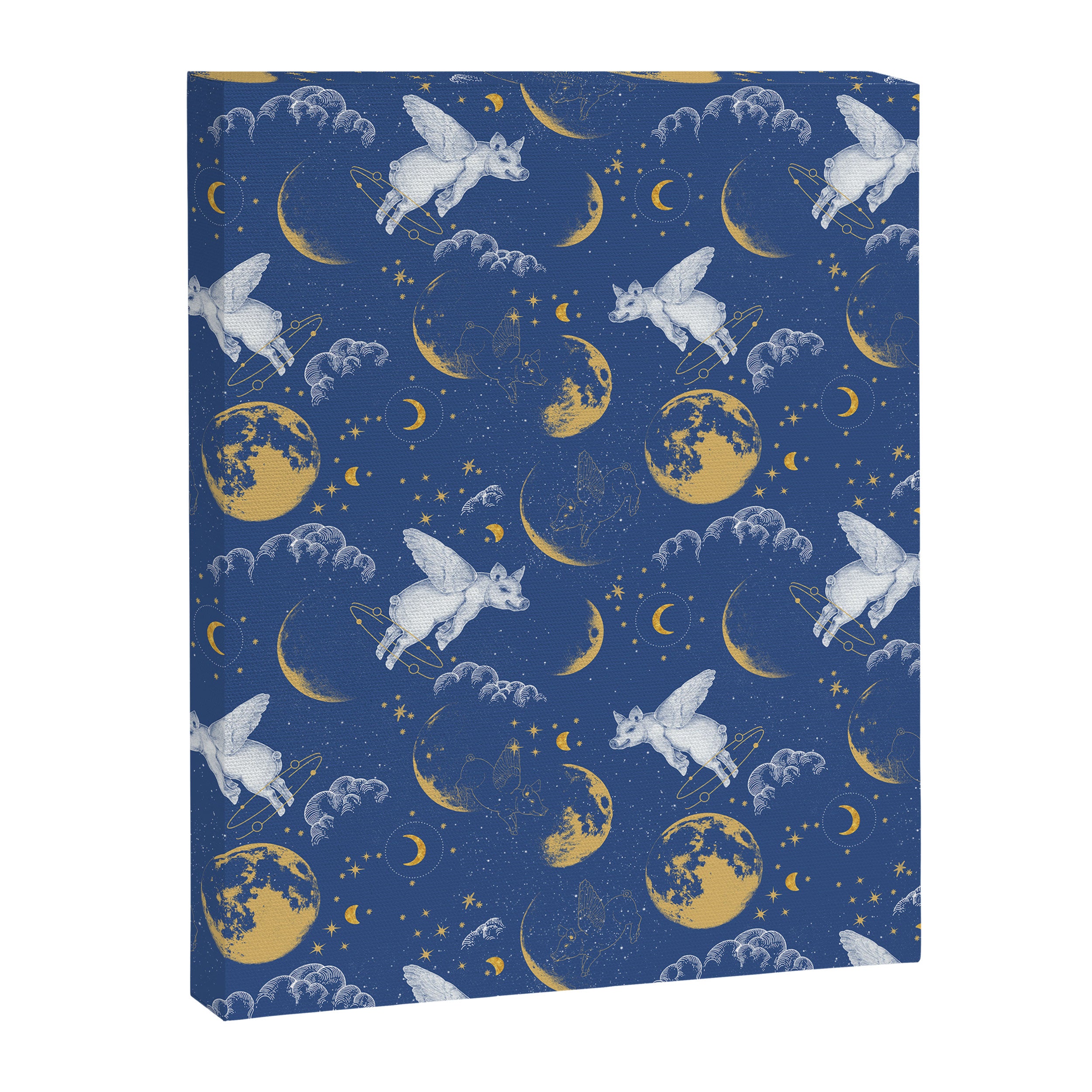 Celestial Pigs lunar blue Canvas Print Gallery Image 8