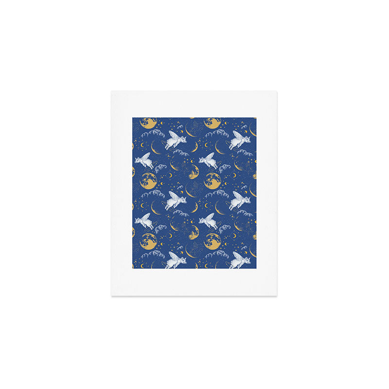 Celestial Pigs lunar blue Art Print Gallery Image 1