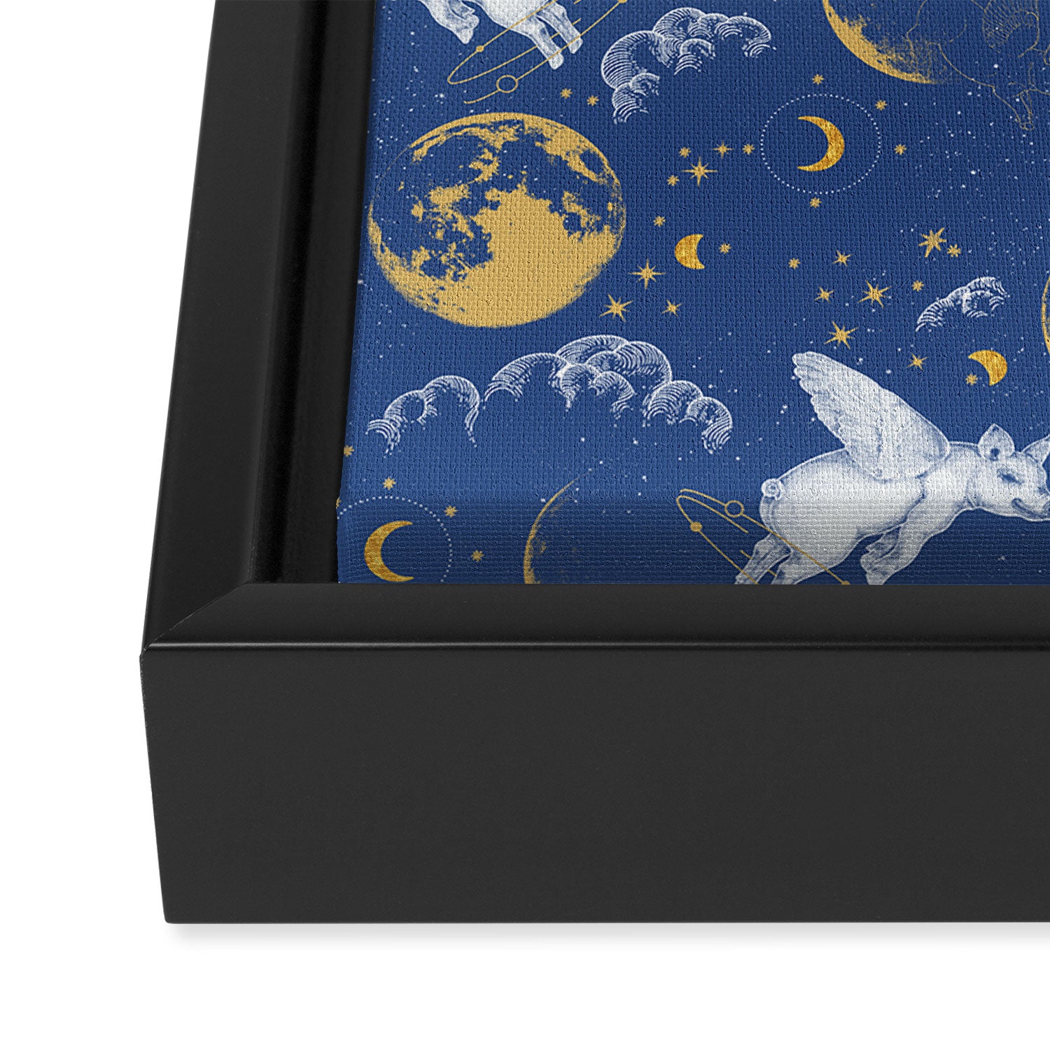 Celestial Pigs lunar blue Framed Canvas Print Gallery Image 3