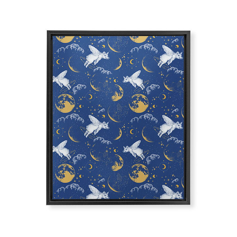 Celestial Pigs lunar blue Framed Canvas Print Gallery Image 8