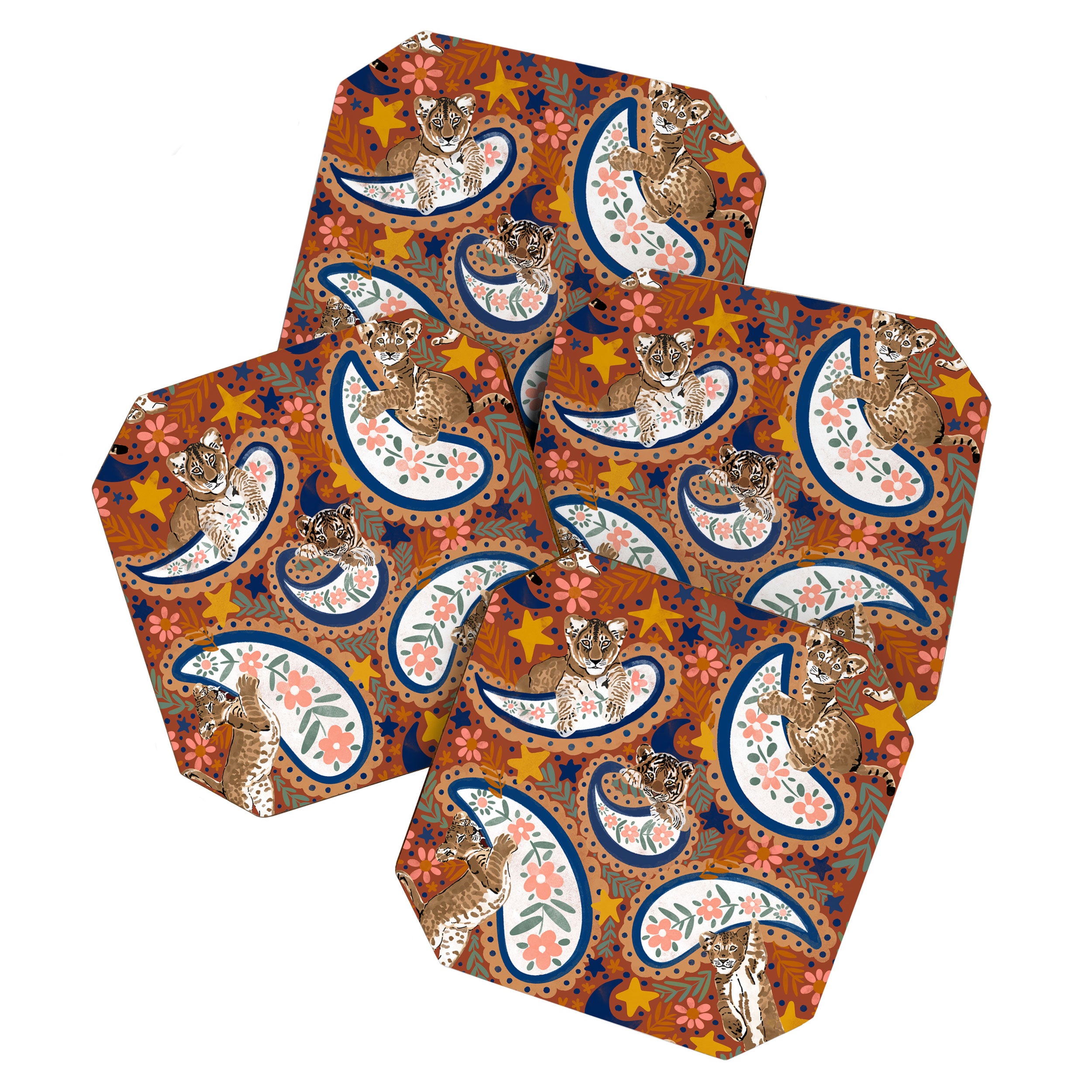 Celestial Sunset Leopard Cubs Coaster Gallery Image 1