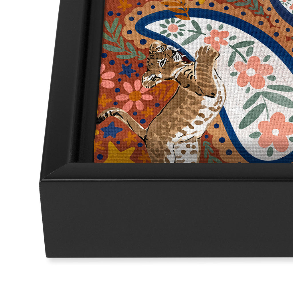 Celestial Sunset Leopard Cubs Framed Canvas Print Gallery Image 3