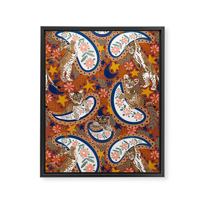 Celestial Sunset Leopard Cubs Framed Canvas Print Gallery Image 1