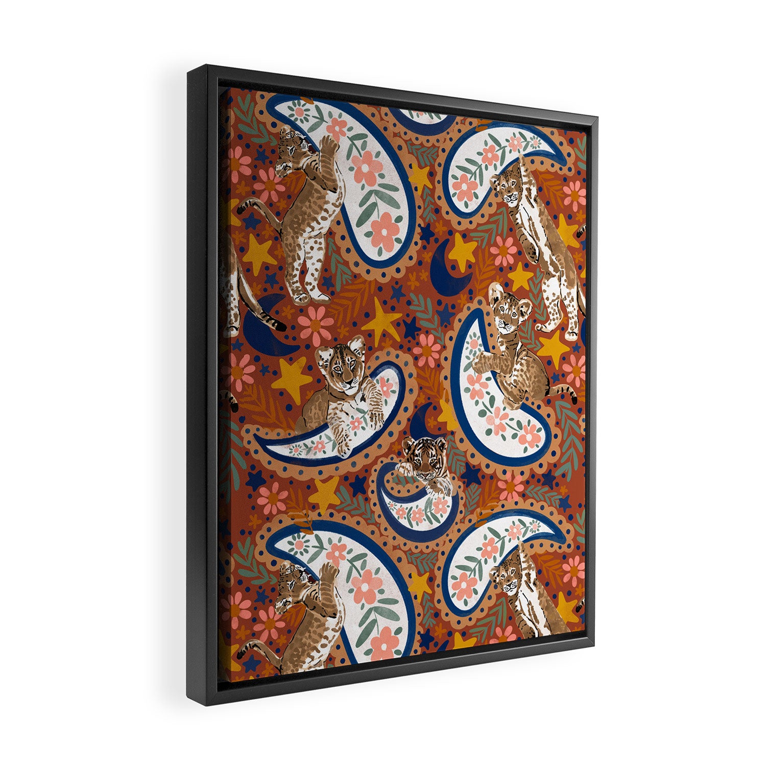 Celestial Sunset Leopard Cubs Framed Canvas Print Gallery Image 2