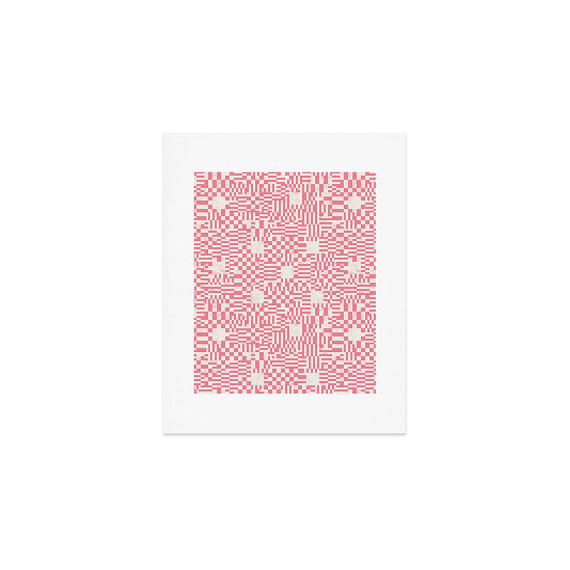 Checkered Pink Matrix Art Print Gallery Image 1