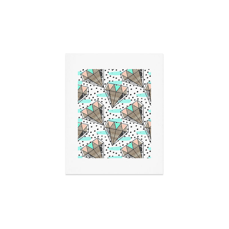 Colored diamonds and texture A Art Print Gallery Image 1