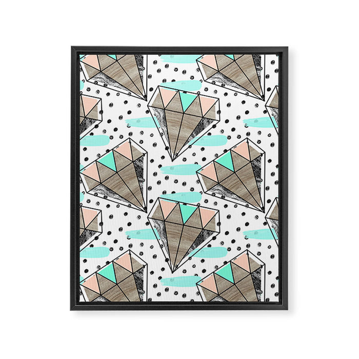Colored diamonds and texture A Framed Canvas Print Gallery Image 1