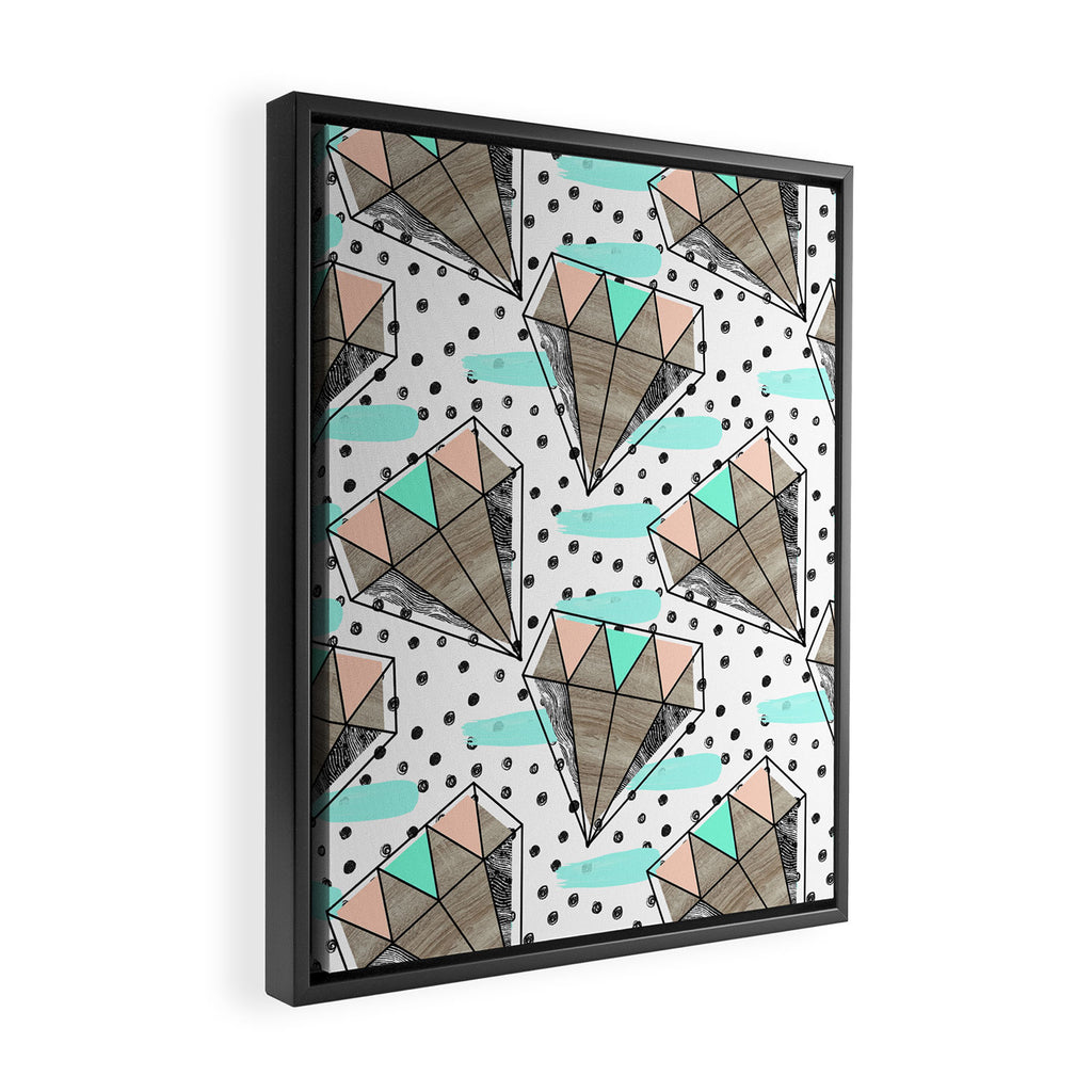 Colored diamonds and texture A Framed Canvas Print Gallery Image 2