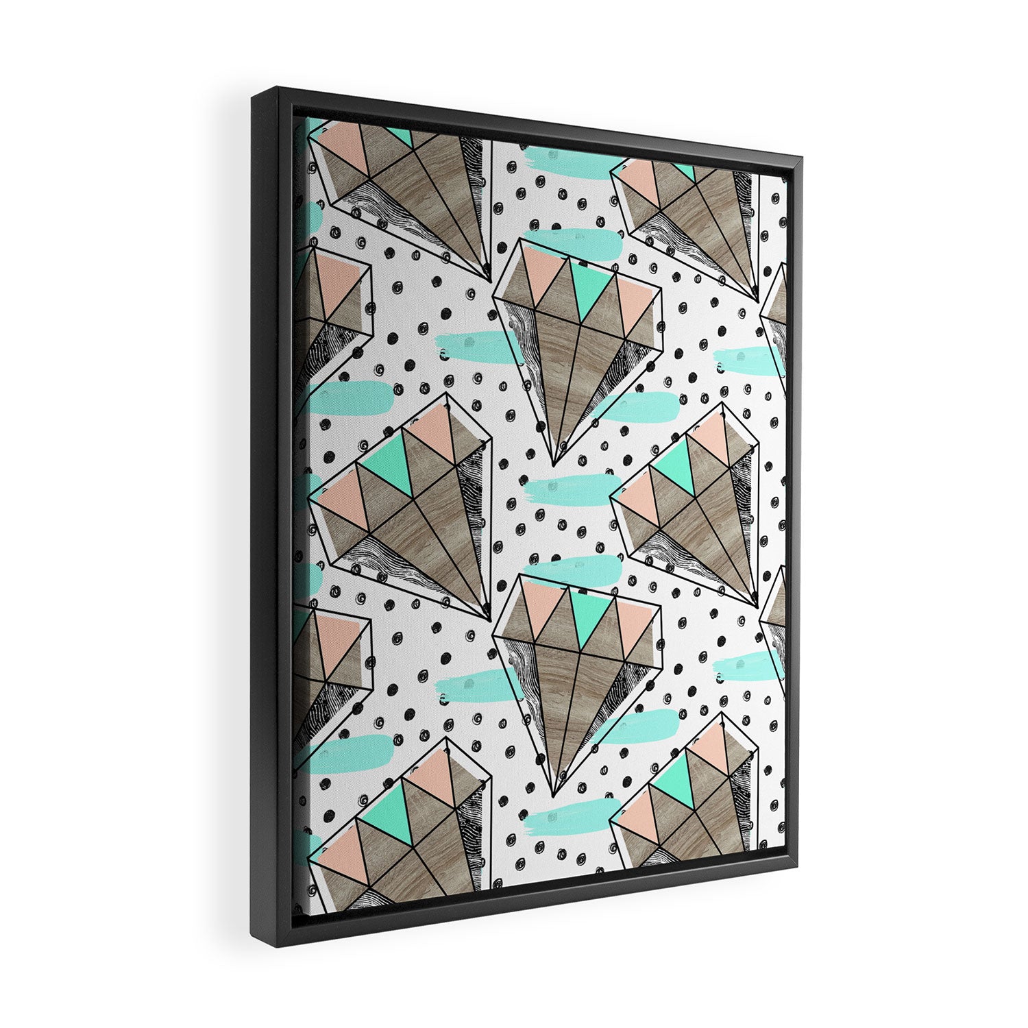 Colored diamonds and texture A Framed Canvas Print Gallery Image 2
