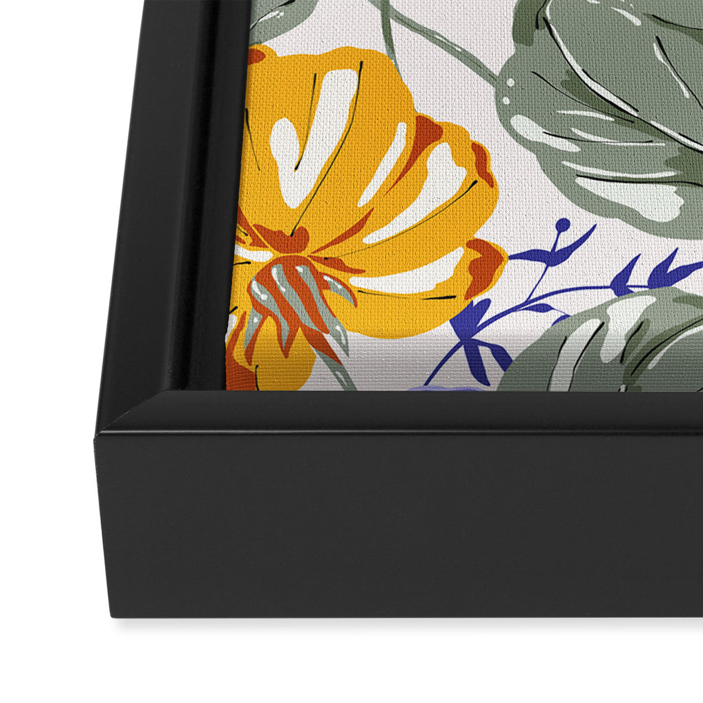 Colorful birds in garden flowers YL Framed Canvas Print Gallery Image 3