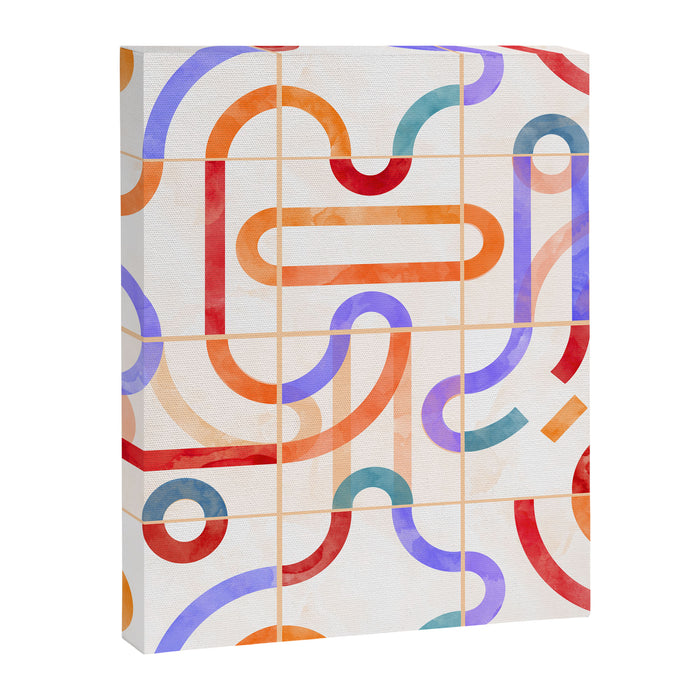 Colorful Curved Path Tiles G Canvas Print Gallery Image 1