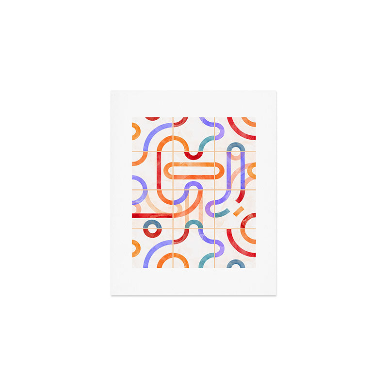 Colorful Curved Path Tiles G Art Print Gallery Image 1