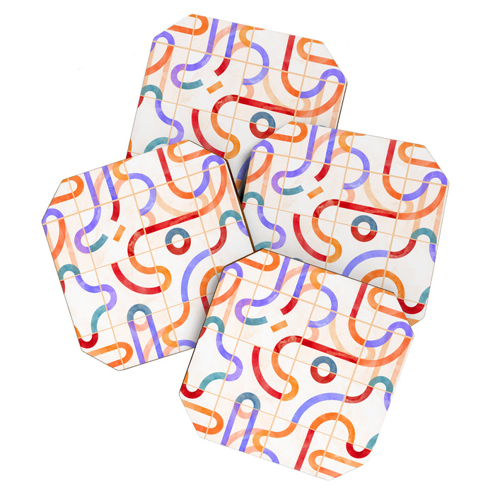 Colorful Curved Path Tiles G Coaster Gallery Image 1