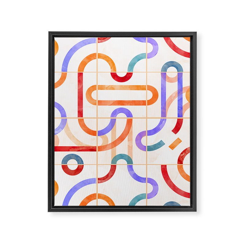 Colorful Curved Path Tiles G Framed Canvas Print Gallery Image 8