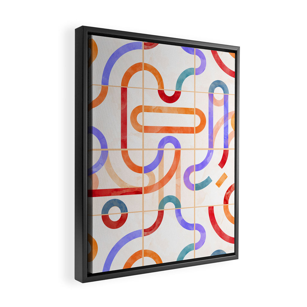 Colorful Curved Path Tiles G Framed Canvas Print Gallery Image 2
