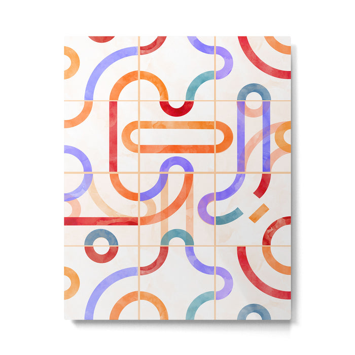 Colorful Curved Path Tiles G Metal Print Gallery Image 1