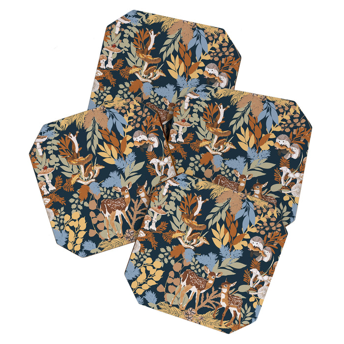 Colorful Dark Forest Animals B Coaster Gallery Image 1
