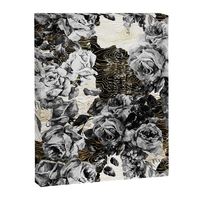 Dark abstract bloom over golden lines Canvas Print Gallery Image 1