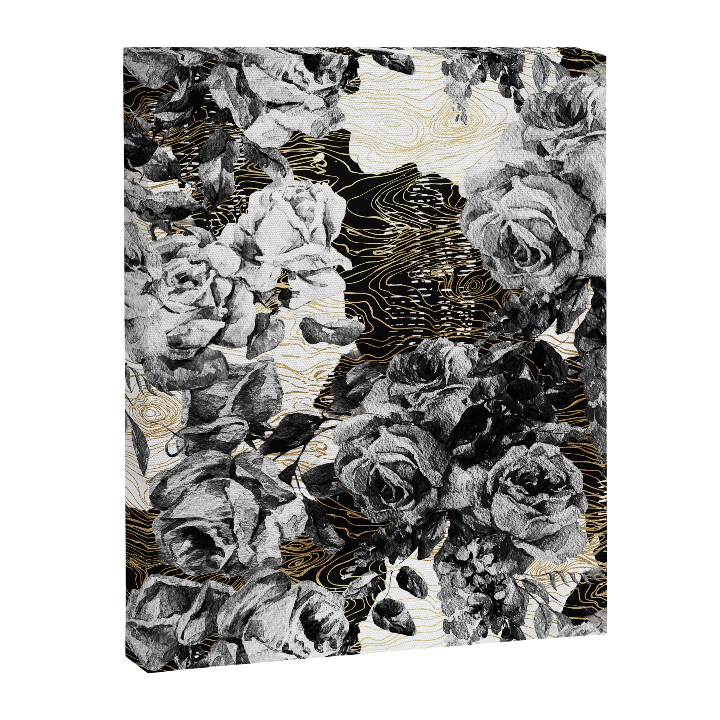 Dark abstract bloom over golden lines Canvas Print Gallery Image 8