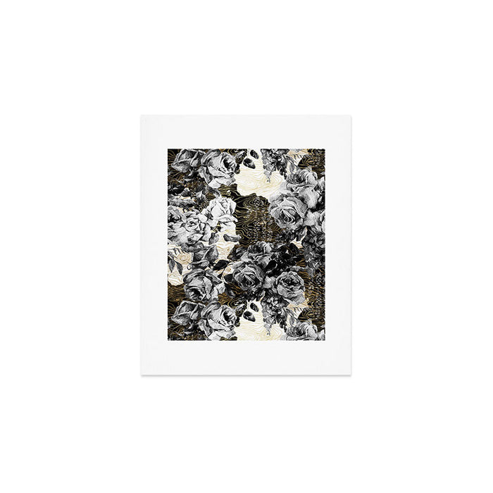 Dark abstract bloom over golden lines Art Print Gallery Image 1