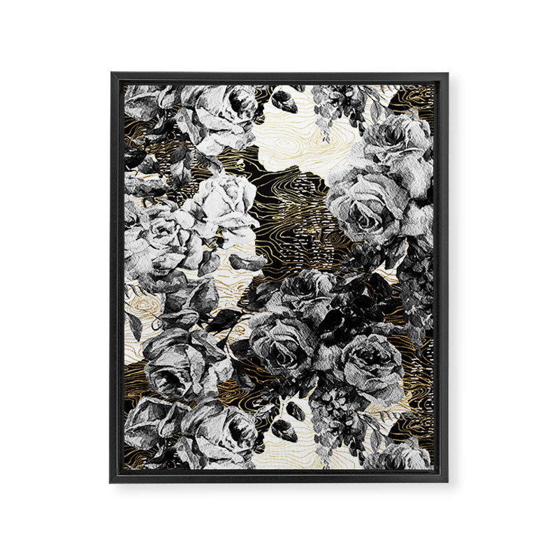 Dark abstract bloom over golden lines Framed Canvas Print Gallery Image 8